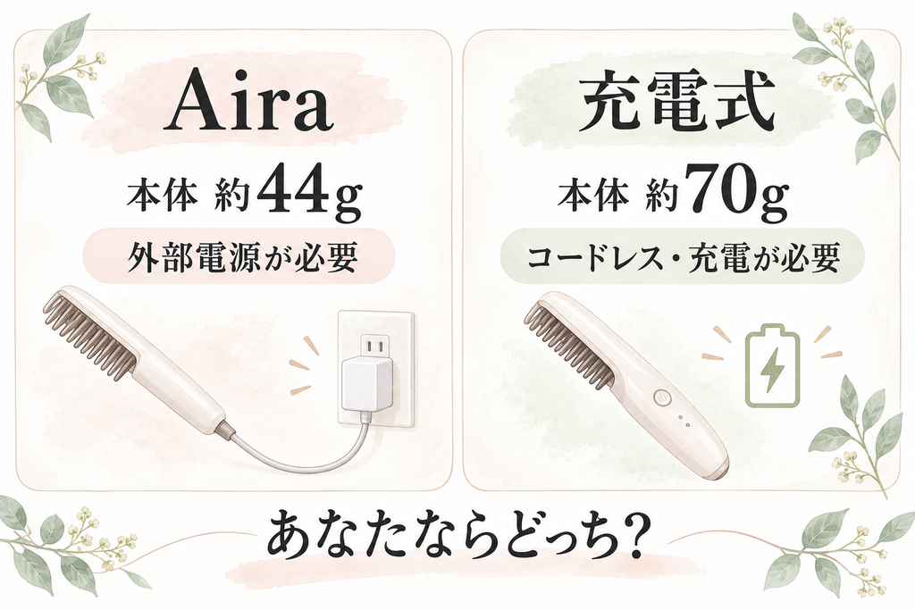 リファ アイラをモバイルバッテリーにつないで使うイメージ
